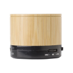 Speaker bluetooth 4.2 cilindrico in ABS e bambù con luce LED color nero quarta vista
