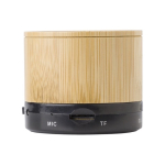 Speaker bluetooth 4.2 cilindrico in ABS e bambù con luce LED color nero quinta vista