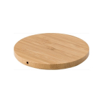 Caricabatteria portatile personalizzabile rotondo in bambù 5W color legno quarta vista