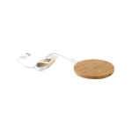 Caricabatteria portatile personalizzabile rotondo in bambù 5W color legno ottava vista