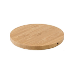 Caricabatteria portatile personalizzabile rotondo in bambù 5W color legno nona vista