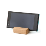 Stand smartphone promozionale con logo naturale da scrivania Bamboo terza vista