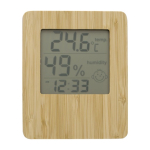 Stazione meteo e orologio in bambù con supporto pieghevole seconda vista