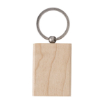 Portachiavi rettangolare con logo in legno con anello metallo Rectwood color legno prima vista