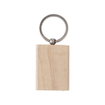 Portachiavi rettangolare con logo in legno con anello metallo Rectwood color legno seconda vista