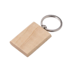 Portachiavi rettangolare con logo in legno con anello metallo Rectwood color legno terza vista