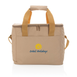 Borsa termica con logo riciclata multitasche 20 lattine Coller Impact color marrone chiaro vista con logo