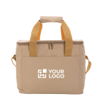 Borsa termica con logo riciclata multitasche 20 lattine Coller Impact color marrone chiaro vista area di stampa