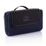 Coperta picnic promozionale in pile richiudibile 180g/m² color blu mare vista con logo