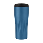 Bicchiere termico d'asporto con disegno geometrico 450ml Waves color blu vista con stampa tampografica