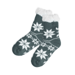 Calzini antiscivolo rossi con design natalizio e logo Cozy Xmas color grigio prima vista