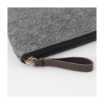 Pochette in feltro riciclato con manico in pelle sintetica Felt RPET color grigio terza vista