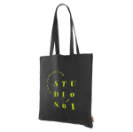 Borsa di cotone organico con manici lunghi 140 g/m2 Upcycling color nero terza vista