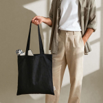 Borsa di cotone organico con manici lunghi 140 g/m2 Upcycling color nero sesta vista
