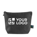 Pochette in cotone del commercio equo e solidale 280g/m² ClarkFairBlack color nero vista area di stampa