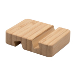 Supporto smartphone promozionale con logo naturale da scrivania color legno prima vista