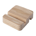 Supporto smartphone promozionale con logo naturale da scrivania color legno seconda vista