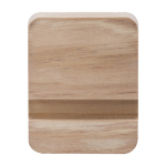 Supporto smartphone promozionale con logo naturale da scrivania color legno terza vista