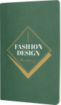 Taccuino A5 con copertina in cartone e pagine a righe color crema color verde seconda vista