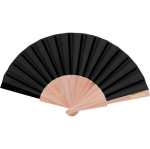 Ventaglio personalizzato in legno e policotone colorato Woodster color nero seconda vista