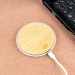 Caricatore wireless rotondo effetto bambù Bamboo color bianco vista dettaglio 7