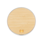 Caricatore wireless rotondo effetto bambù Bamboo color bianco vista dettaglio