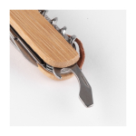 Coltellino multiuso promozionale 9 funzioni copro bamboo Zermatt color legno seconda vista