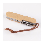 Coltellino multiuso promozionale 9 funzioni copro bamboo Zermatt color legno terza vista