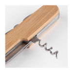 Coltellino multiuso promozionale 9 funzioni copro bamboo Zermatt color legno vista dettaglio