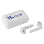 Cuffie bluetooth TWS con logo in scatolina di ricarica color bianco quinta vista