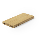 Batteria esterna ausiliaria in bambù con ricarica wireless 6.000mAh color legno prima vista