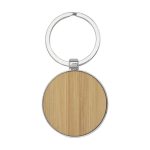 Portachiavi promozionale naturale rotondo con anello color legno seconda vista frontale