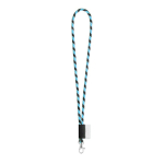 Lanyards porta badge personalizzati a consegna rapida Tube Stripes Dark color azzurro ciano