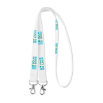 Lanyard portabadge aperto con 2 moschettoni Duo RPET Sublim Express color bianco vista principale