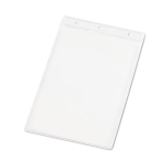 Portabadge verticale di plastica con fori per moschettone 11x17 cm color trasparente