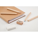 Set da disegno con logo 60 fogli bianchi colori e accessori Bambino color beige quarta vista fotografica