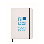 Taccuino A5 ecologico con elastico pagine a righe StonePaper Recyclo color bianco vista area di stampa