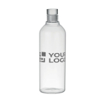 Bottiglia in vetro borosilicato con logo antigoccia 1L Glass Fridge color trasparente vista area di stampa