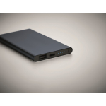 Power bank promozionale da 4.000 mAh in alluminio Alu Black color blu mare quarta vista fotografica