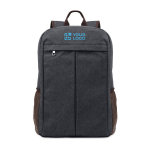 Zaino con logo tasca frontale e tasca porta pc 15'' 450 g/m² Sweden color nero vista area di stampa