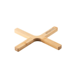 Sottopentola in legno di bambù a forma di X personalizzabile Bamboo color naturale immagine con logo