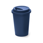 Bicchiere da viaggio personalizzato con coperchio in plastica 450ml color blu mare