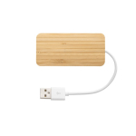 Hub USB 2.0 aziendale promozionale 2 USB A e 1 USB C e cavo TPE Bambù color naturale prima vista
