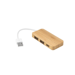 Hub USB 2.0 aziendale promozionale 2 USB A e 1 USB C e cavo TPE Bambù color naturale