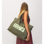 Borsa shopper grande in cotone 280g/m² con manici lunghi color verde scuro quarta vista