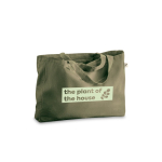 Borsa shopper grande in cotone 280g/m² con manici lunghi color verde scuro immagine con logo