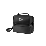 Borsa termica promozionale con doppio scomparto e tasca laterale 7l color nero immagine con logo