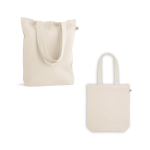 Shopper con logo in cotone e poliestere riciclato manici lunghi 220g/m² vari colori
