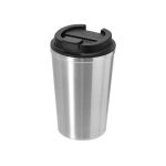 Bicchiere termico con logo con tappo antigoccia 350 ml color argento prima vista