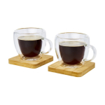 Kit due tazze piccole da caffè con piattino in bambù da 100ml Espresso color trasparente seconda vista